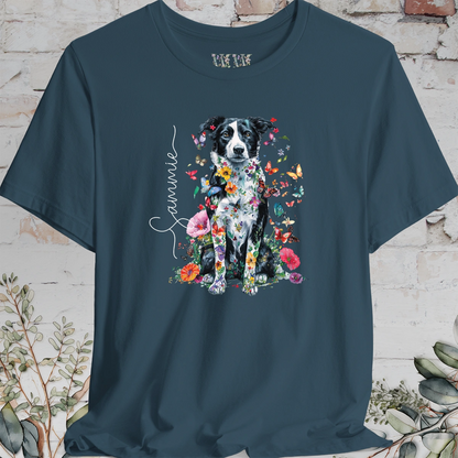Border Collie #3 Floral Personalized T shirt