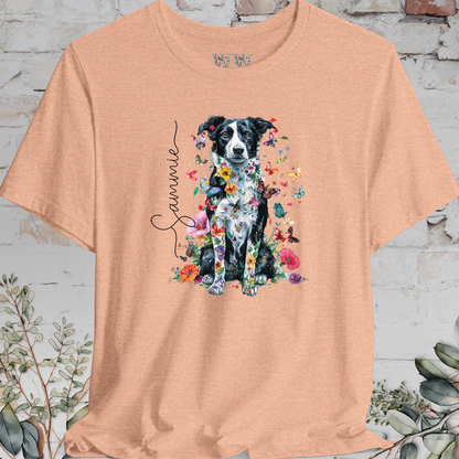Border Collie #3 Floral Personalized T shirt