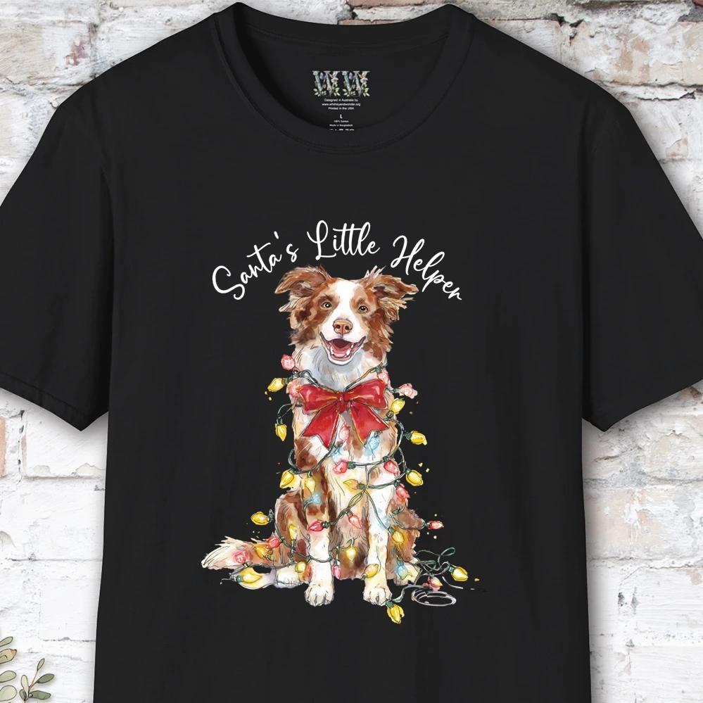 Border Collie #3 Santa's little helper, unisex T shirt