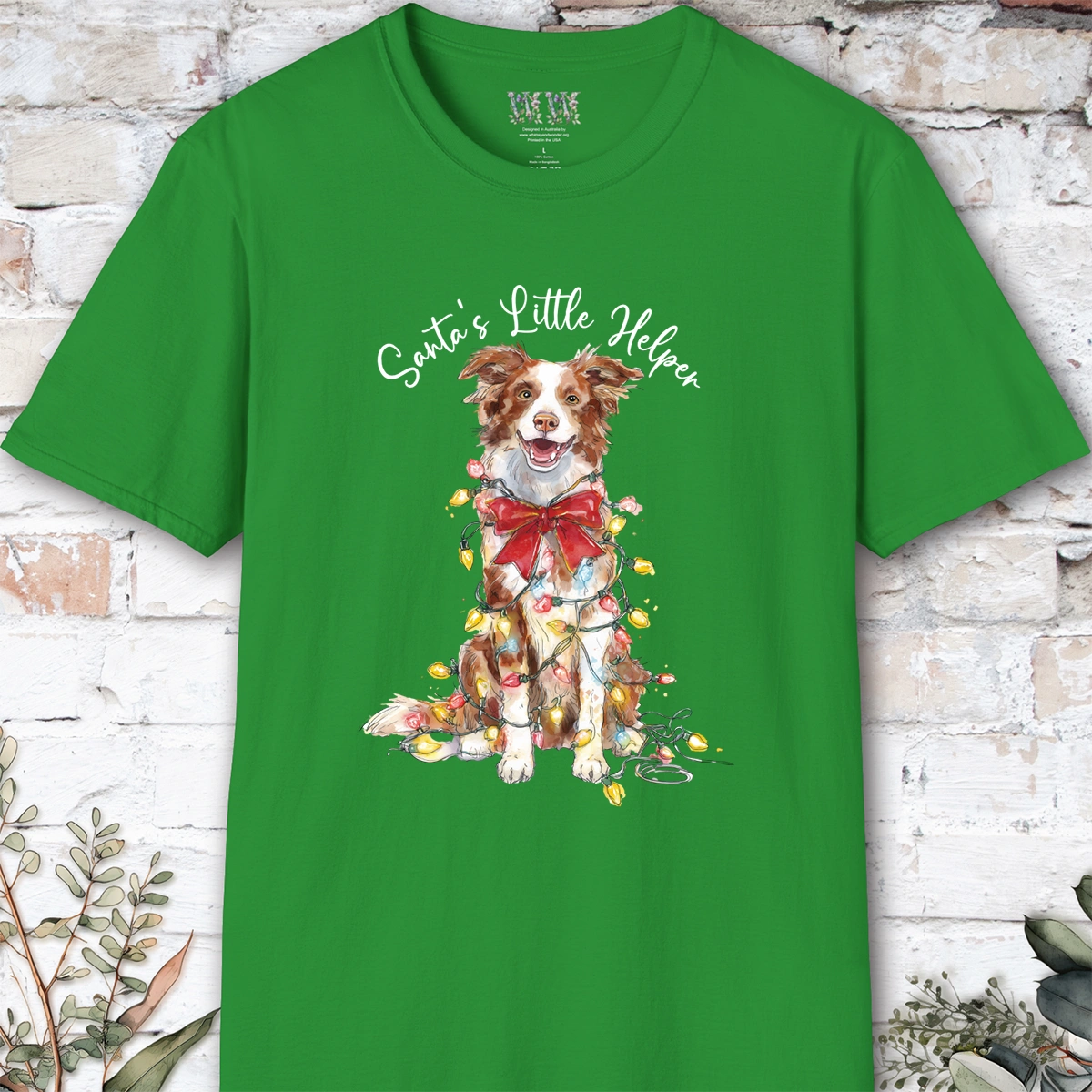 Border Collie #3 Santa's little helper, unisex T shirt