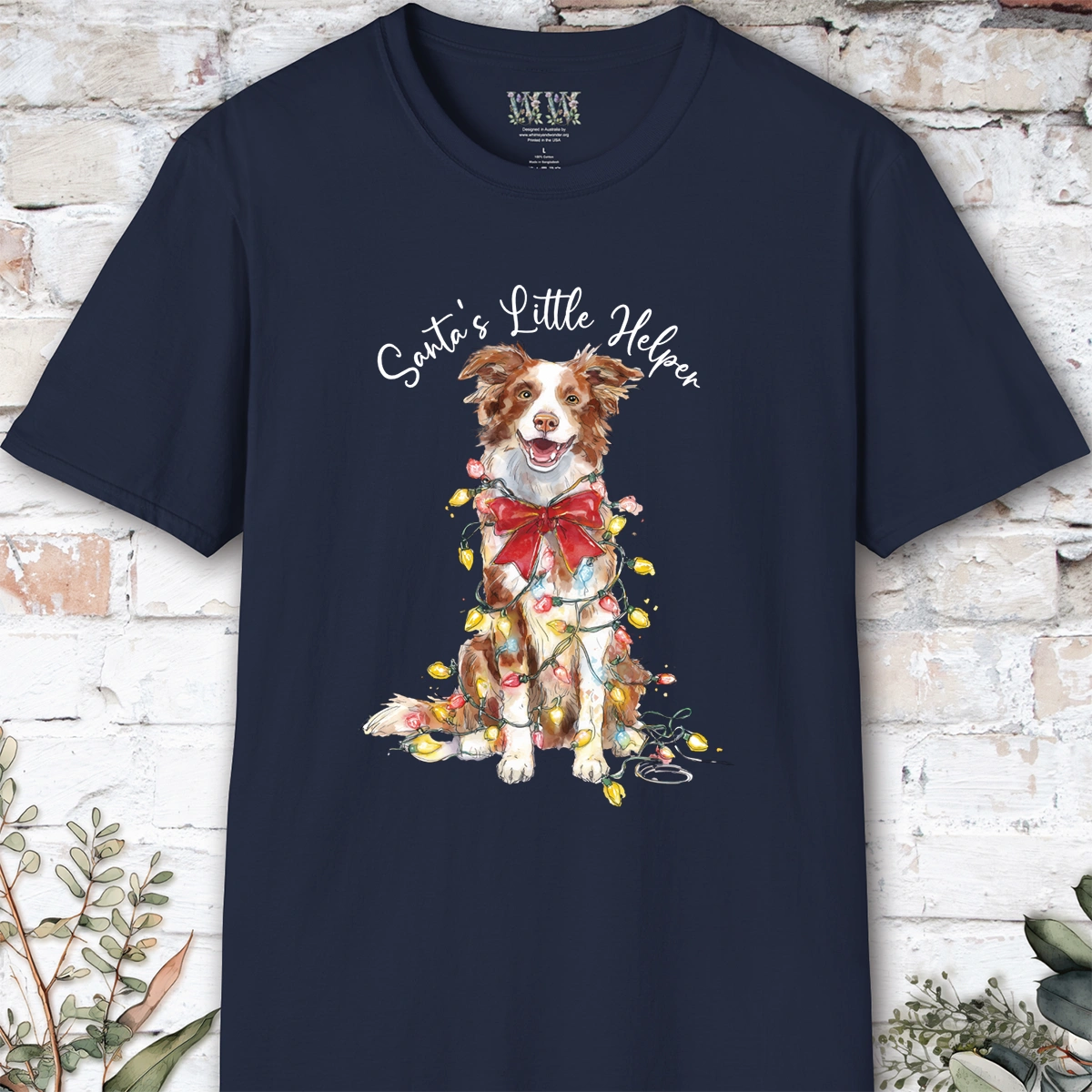 Border Collie #3 Santa's little helper, unisex T shirt