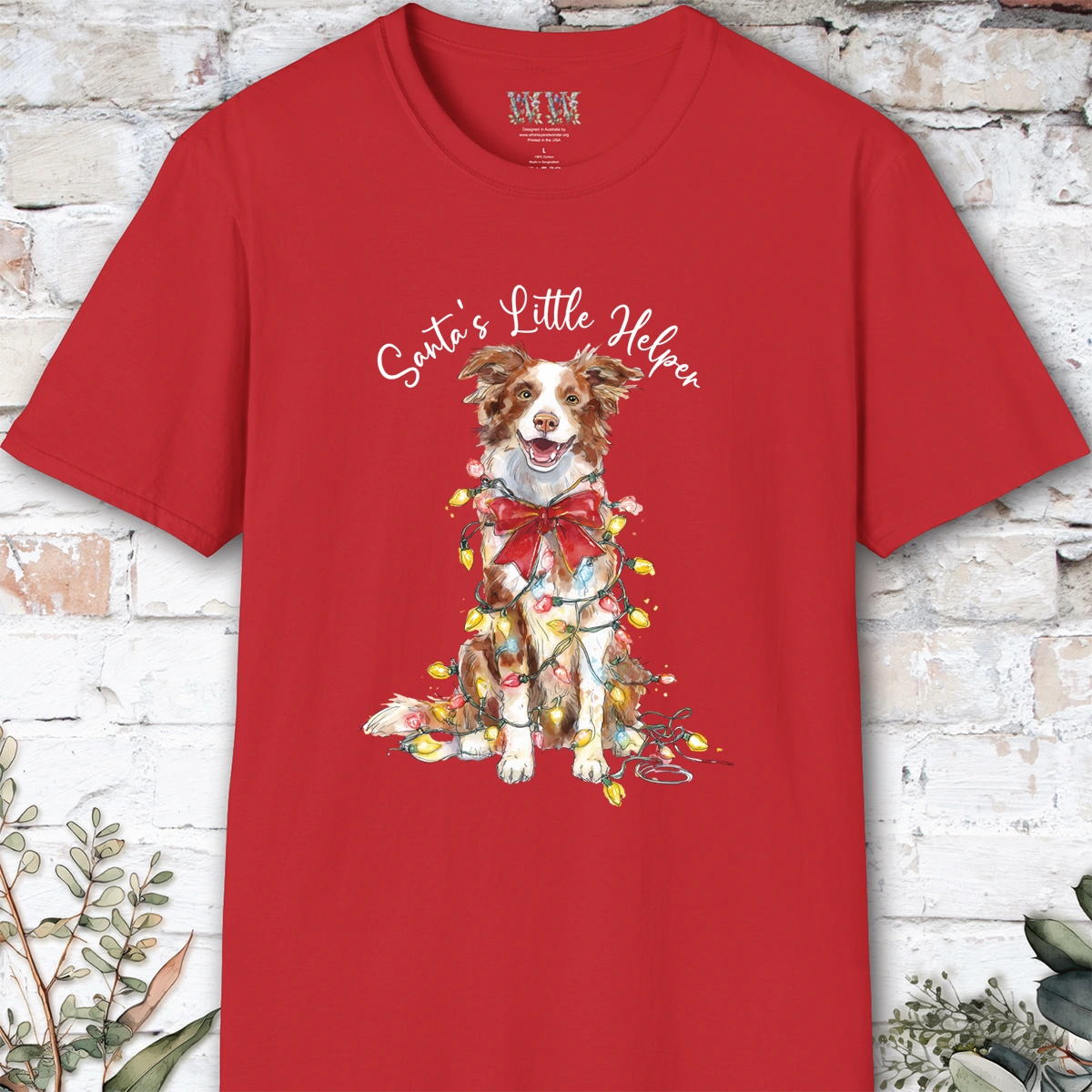 Border Collie #3 Santa's little helper, unisex T shirt