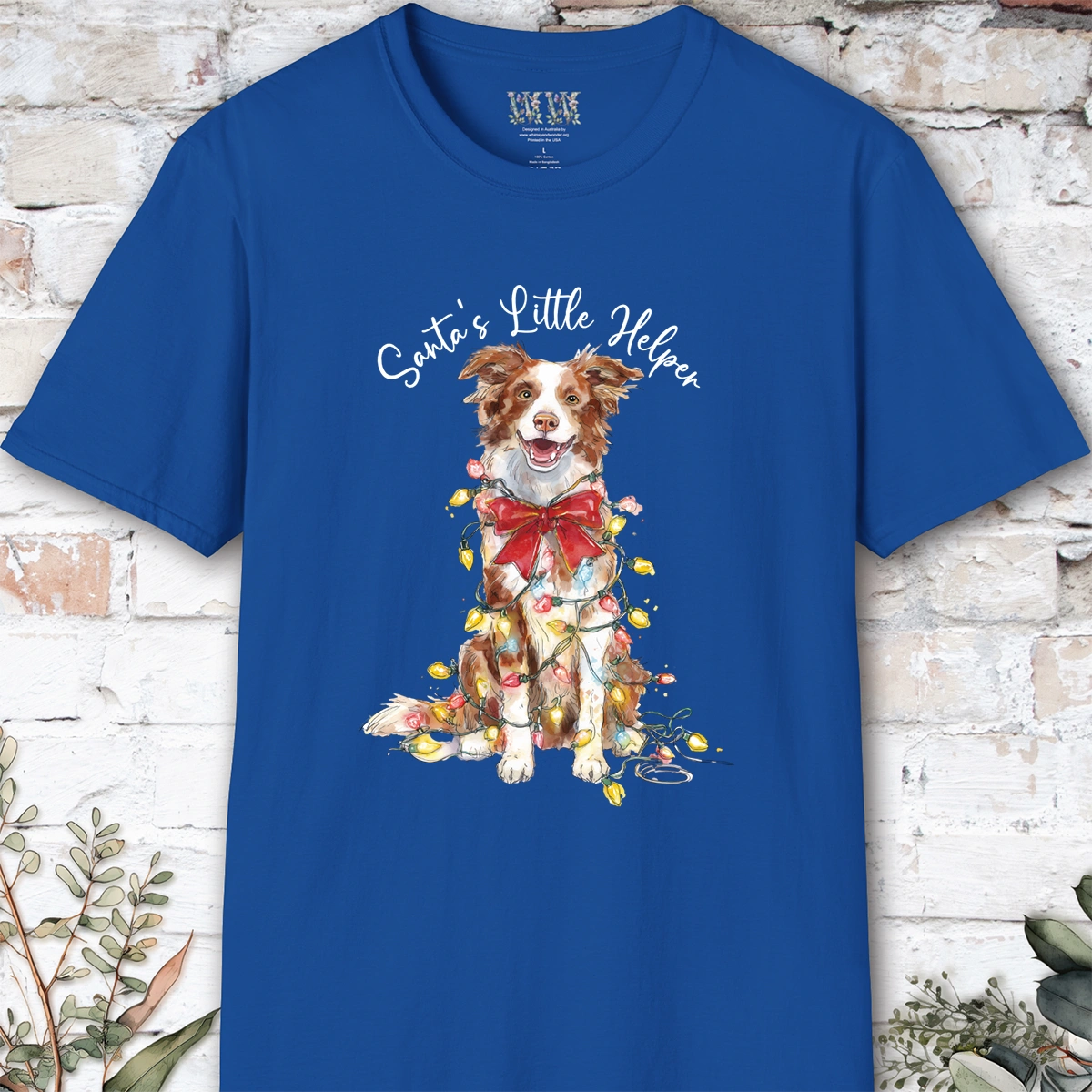 Border Collie #3 Santa's little helper, unisex T shirt