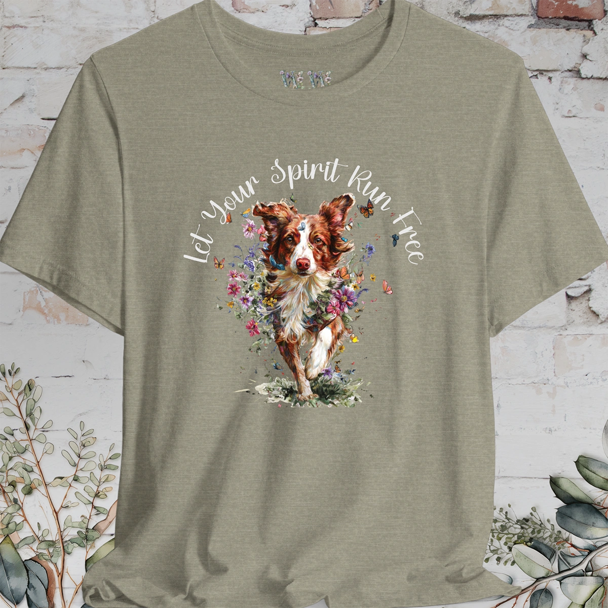 Border Collie #3 'Let your spirit run free' T shirt