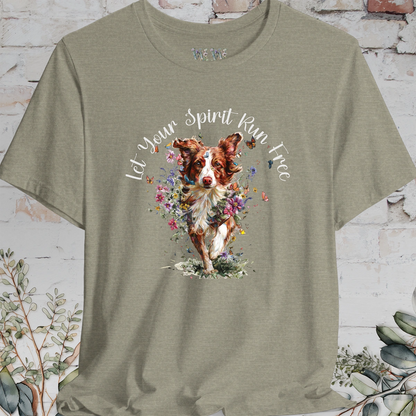Border Collie #3 'Let your spirit run free' T shirt
