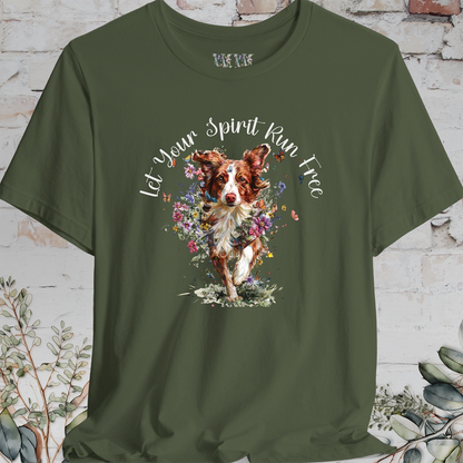 Border Collie #3 'Let your spirit run free' T shirt