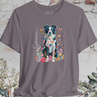 Border Collie #4 Floral Personalized T shirt