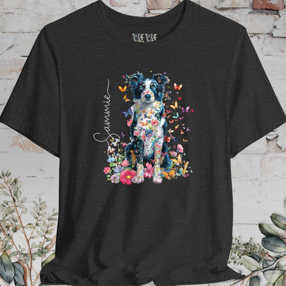 Border Collie #4 Floral Personalized T shirt