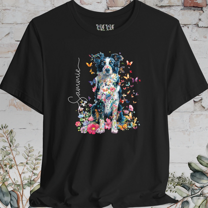Border Collie #4 Floral Personalized T shirt