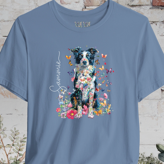 Border Collie #4 Floral Personalized T shirt