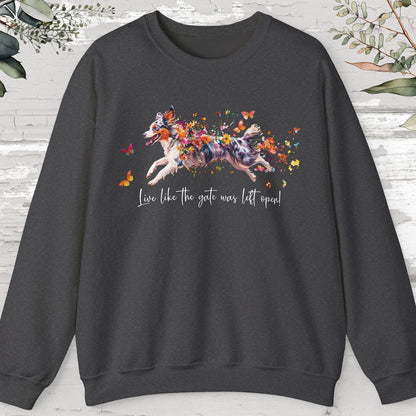 Border Collie #4, Live like the gate was left open, unisex Sweatshirt