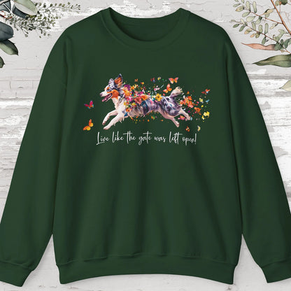 Border Collie #4, Live like the gate was left open, unisex Sweatshirt