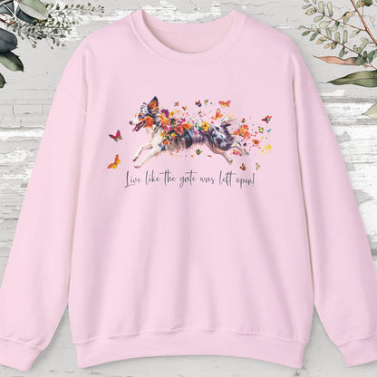 Border Collie #4, Live like the gate was left open, unisex Sweatshirt