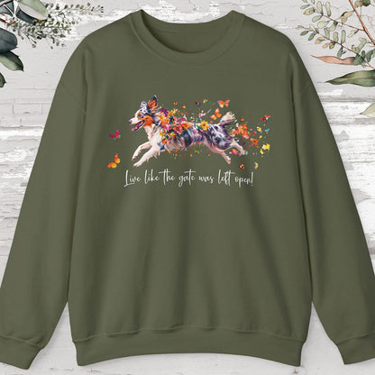 Border Collie #4, Live like the gate was left open, unisex Sweatshirt