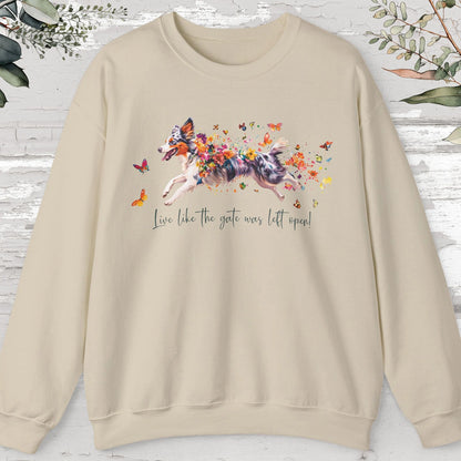 Border Collie #4, Live like the gate was left open, unisex Sweatshirt