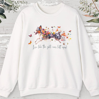 Border Collie #4, Live like the gate was left open, unisex Sweatshirt