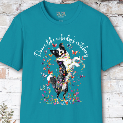 Border Collie "Dance like nobody's watching" unisex T shirt