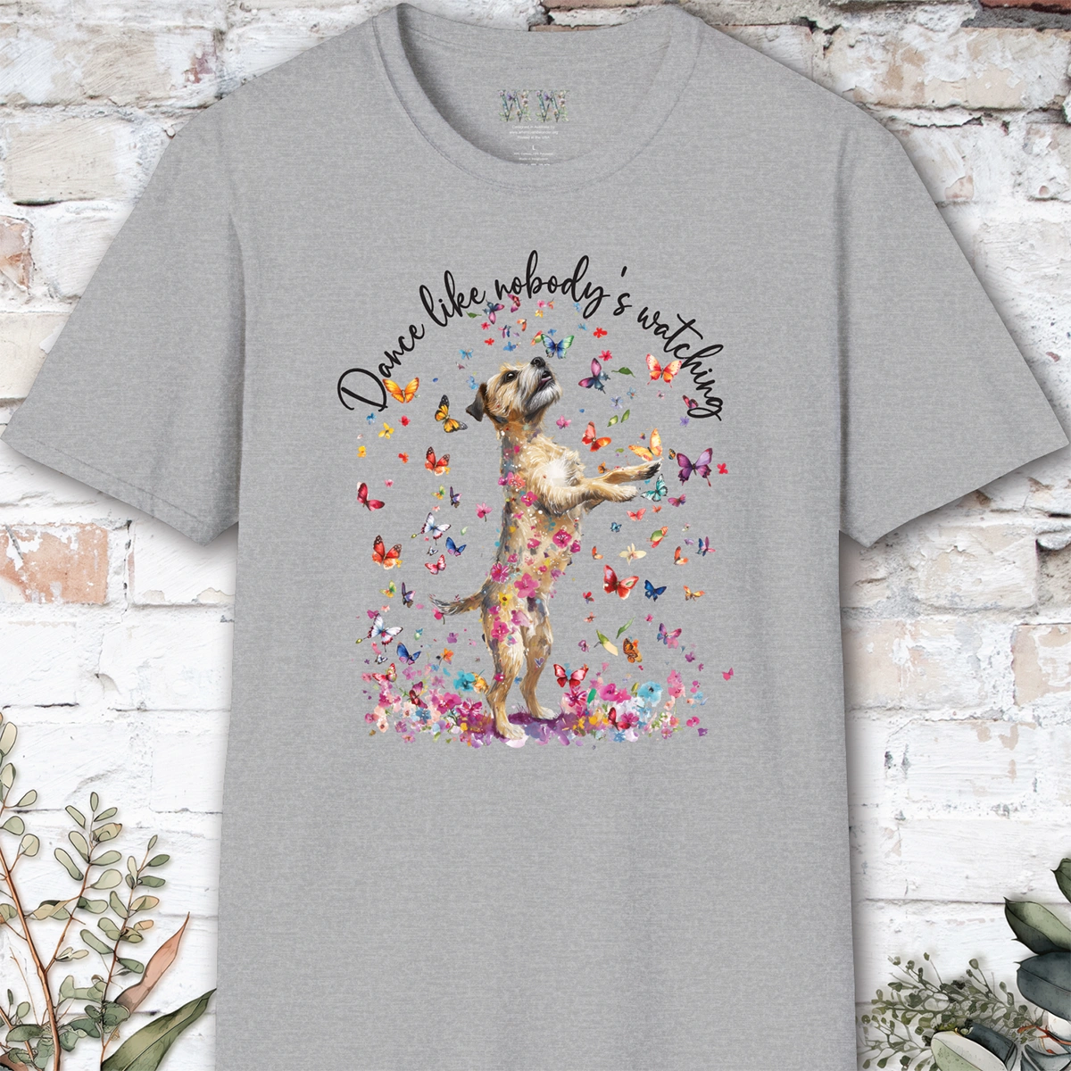 Border Terrier "Dance like nobody's watching" unisex T shirt