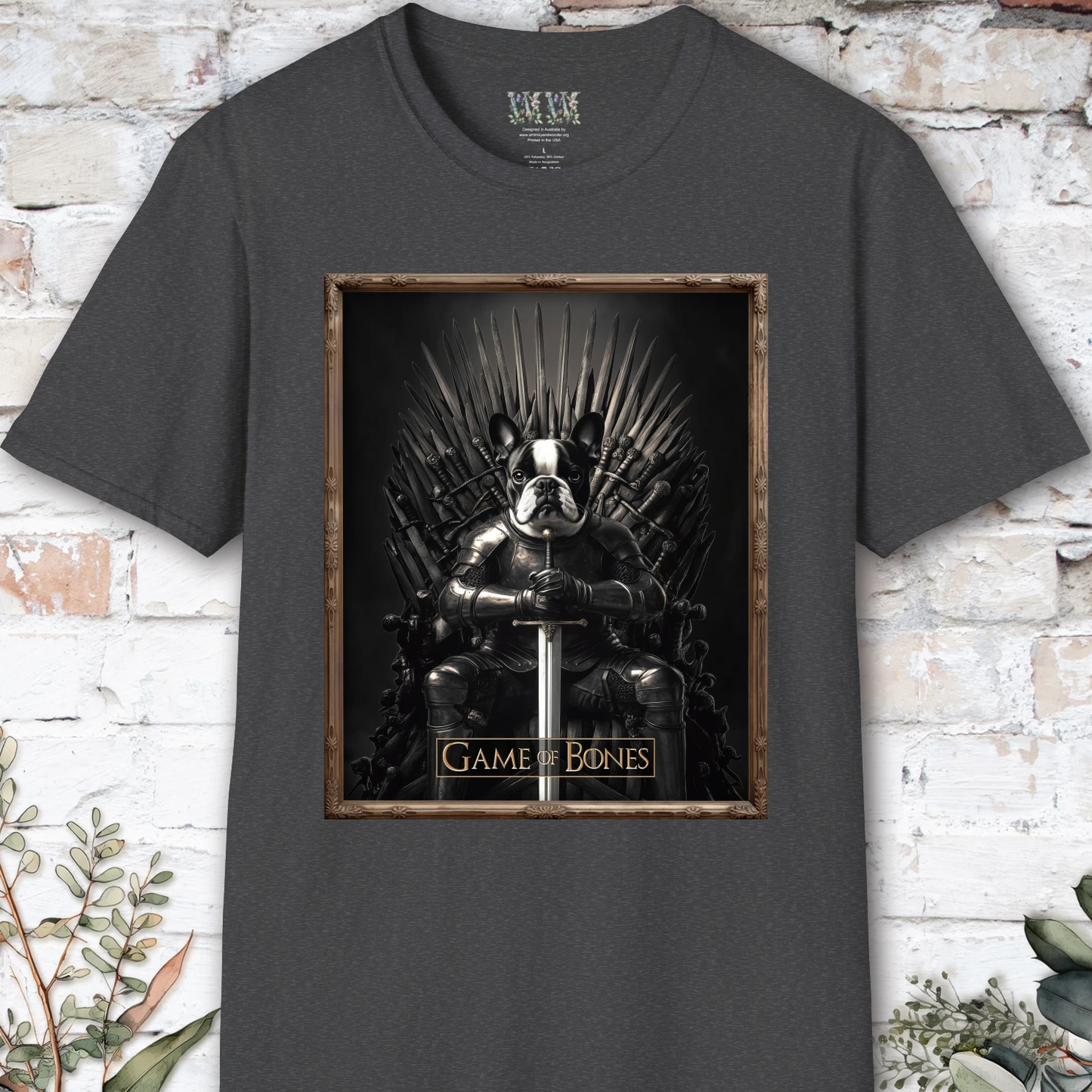 Boston Terrier, Game of Bones, unisex T shirt