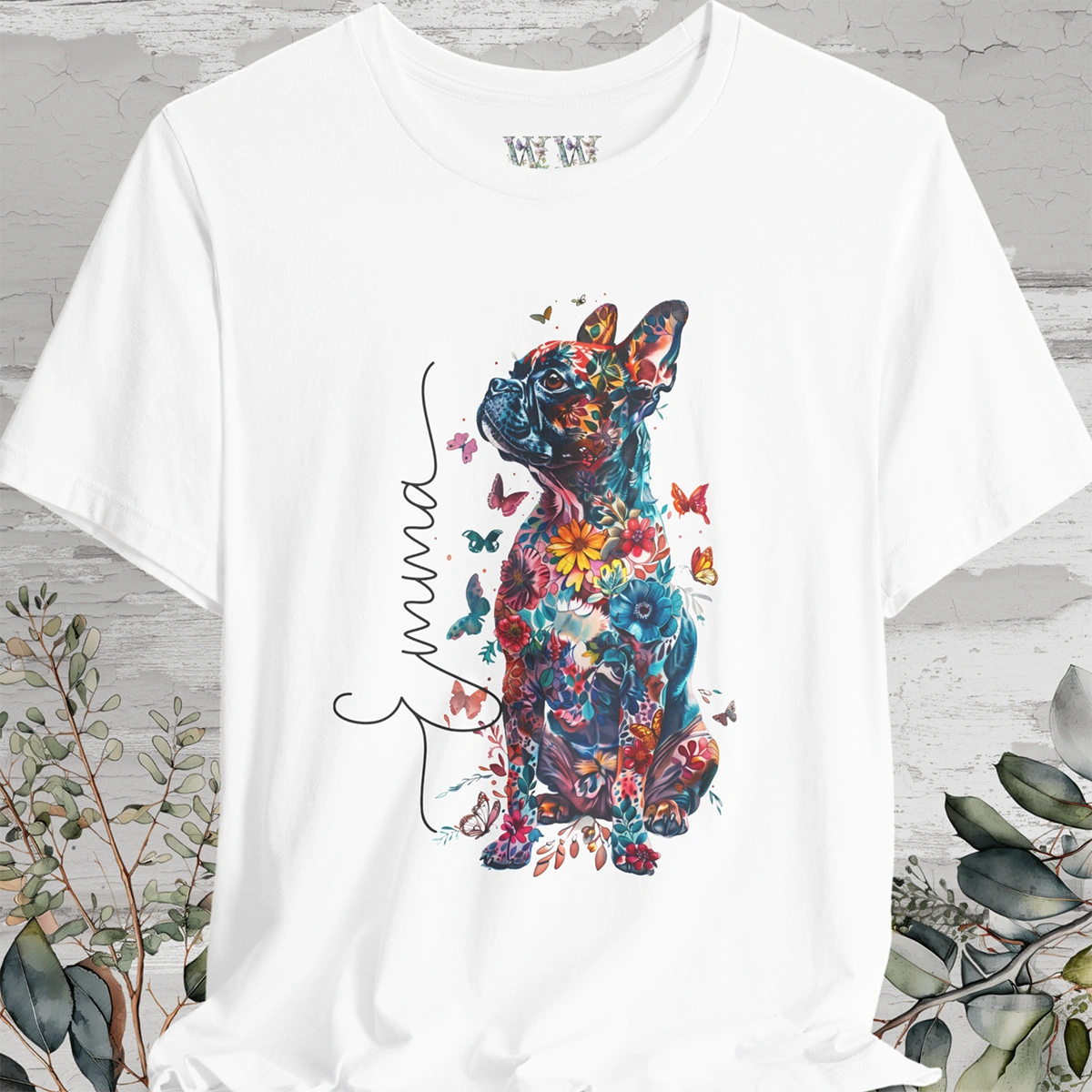 Boston Terrier Floral Personalized T shirt