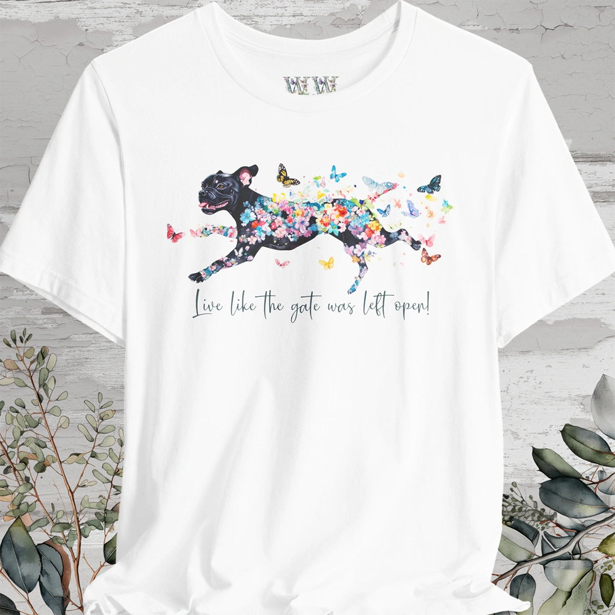 Black Boxer 'Live like the gate was left open' T shirt