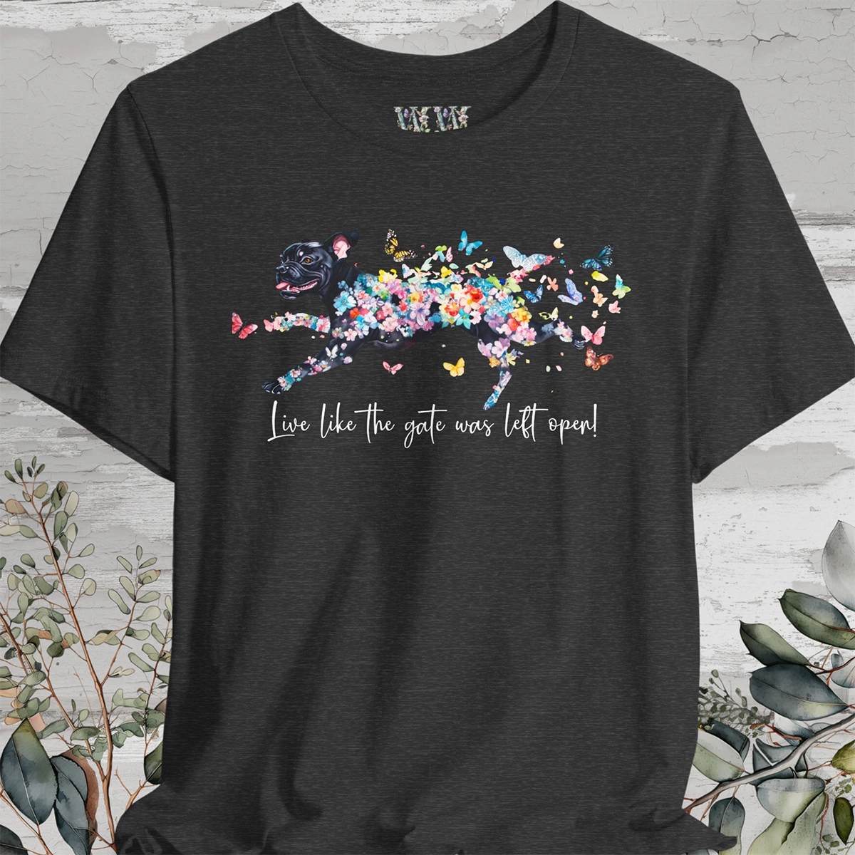 Black Boxer 'Live like the gate was left open' T shirt