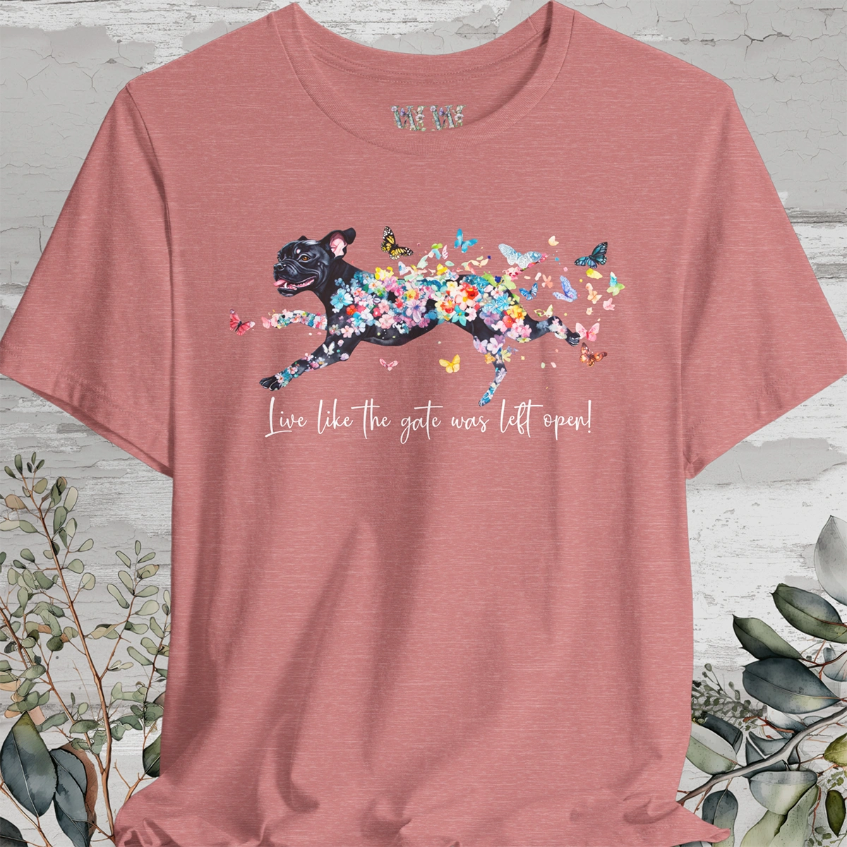 Black Boxer 'Live like the gate was left open' T shirt