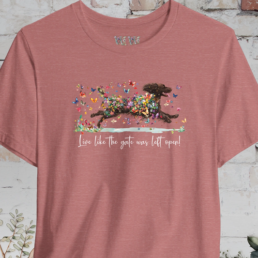 Boykin Spaniel #1 'Live like the gate was left open' T shirt