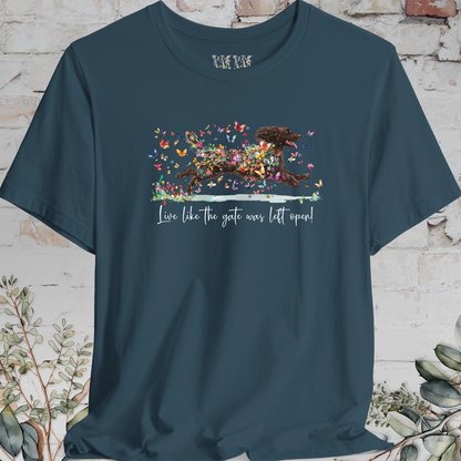Boykin Spaniel #1 'Live like the gate was left open' T shirt