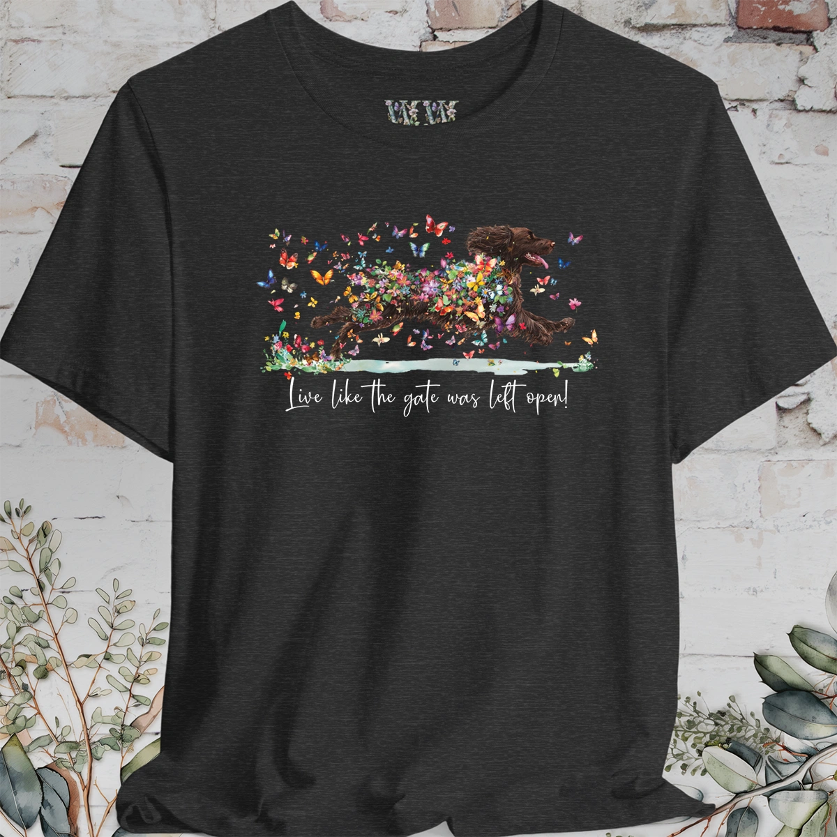 Boykin Spaniel #2 (Docked) 'Live like the gate was left open' T shirt