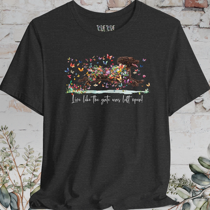 Boykin Spaniel #2 (Docked) 'Live like the gate was left open' T shirt