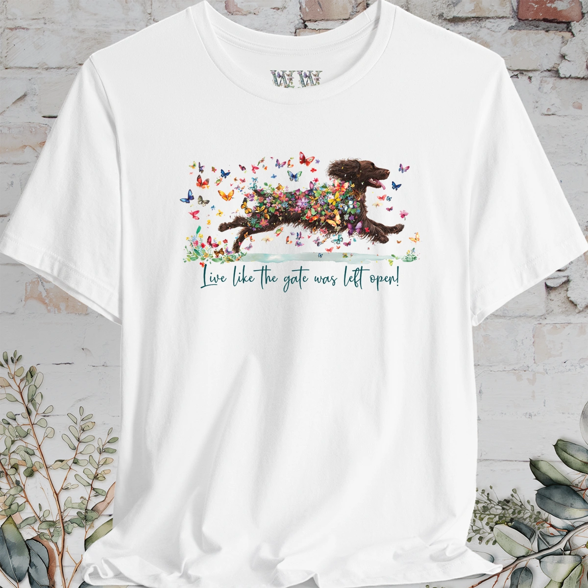 Boykin Spaniel #2 (Docked) 'Live like the gate was left open' T shirt