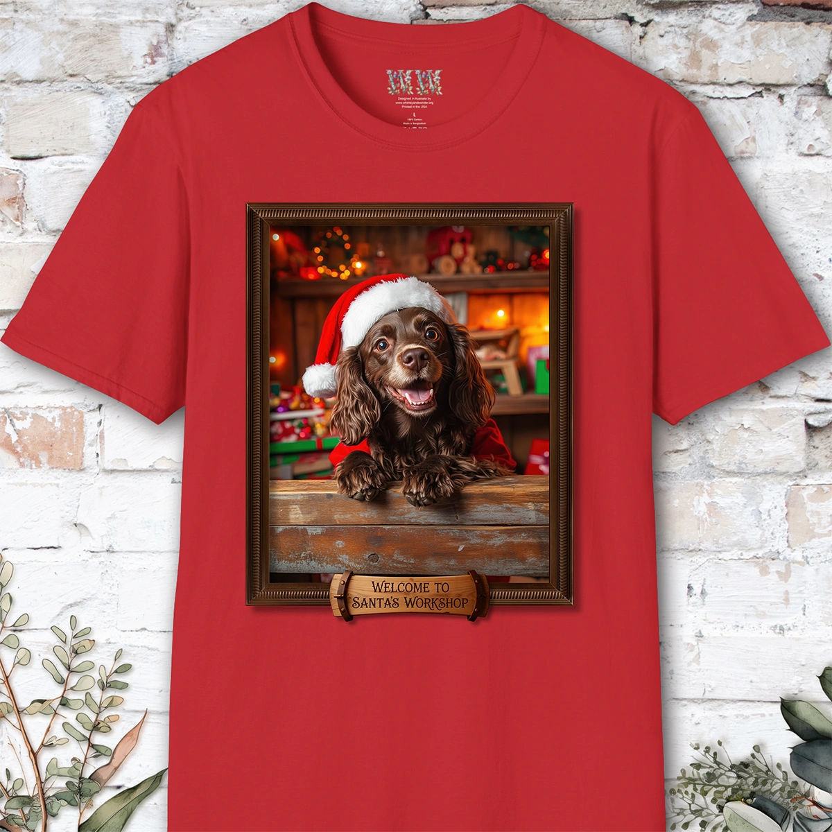 Boykin Spaniel Santa's Workshop Unisex T shirt