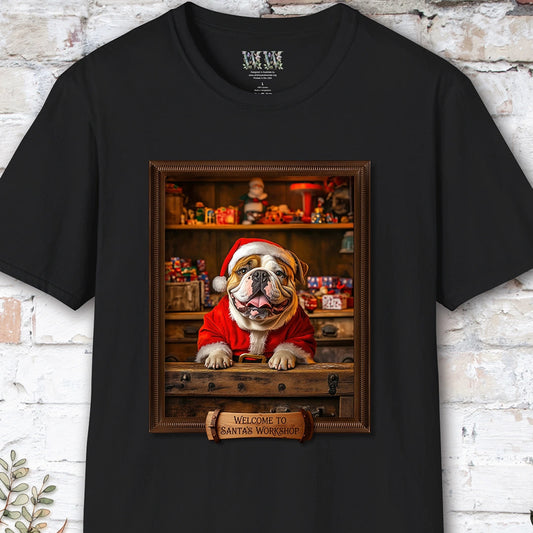 British Bulldog Santa's Workshop Unisex T shirt