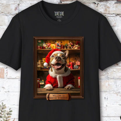 British Bull Terrier Santa's Workshop Unisex T shirt