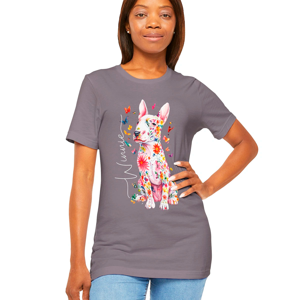 British Bull Terrier Floral Personalized T shirt