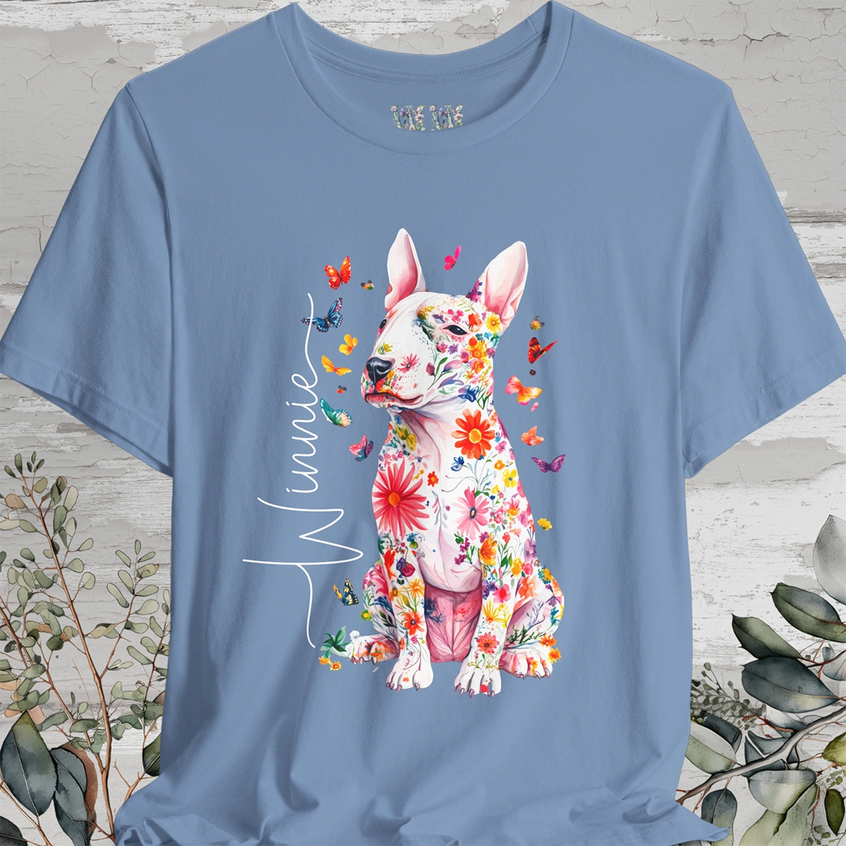 British Bull Terrier Floral Personalized T shirt