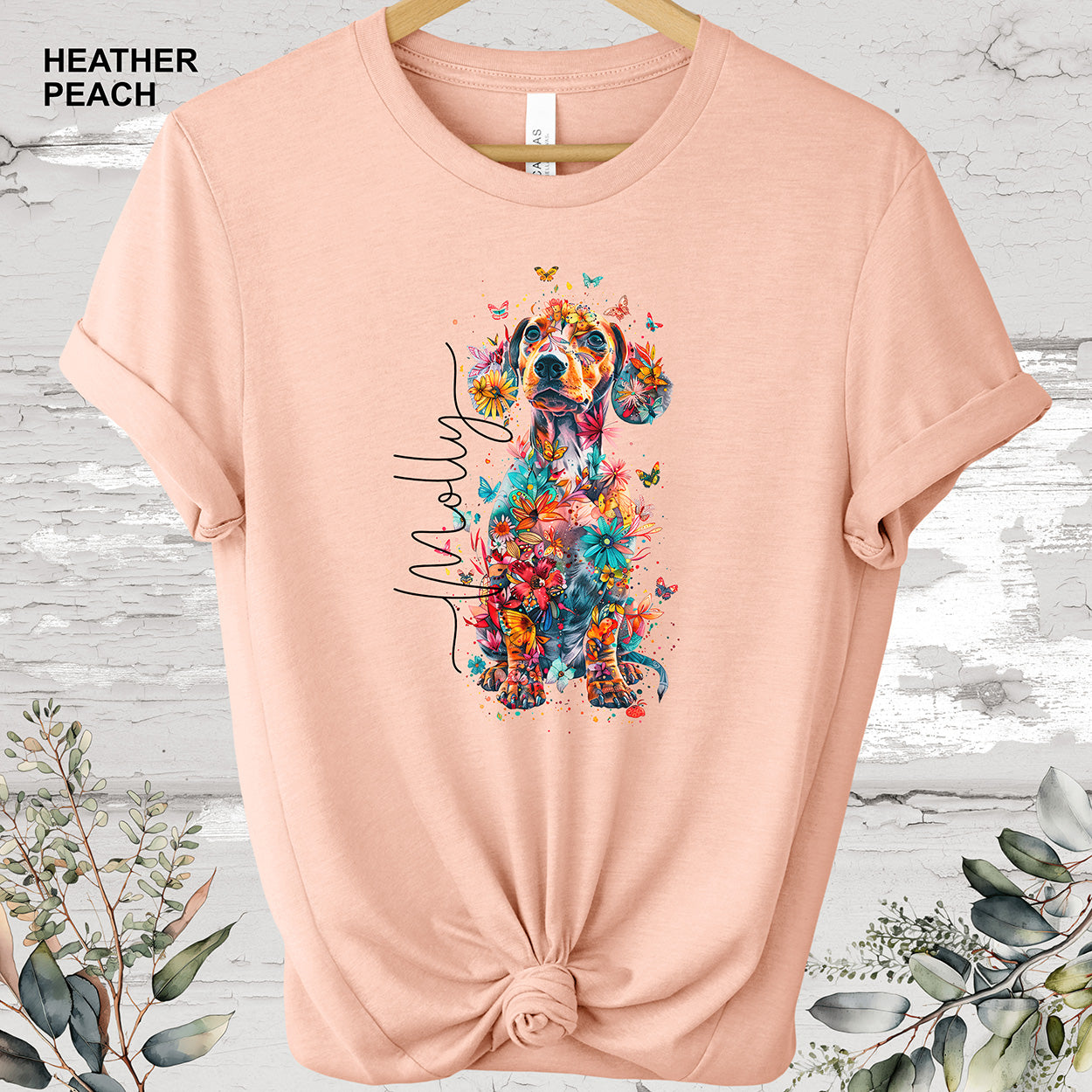 Dachshund floral personalized T shirt