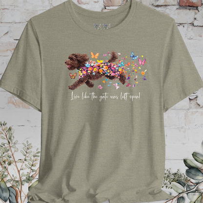 Sheepadoodle #1 "Live like the gate was left open" T shirt