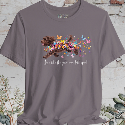 Sheepadoodle #1 "Live like the gate was left open" T shirt