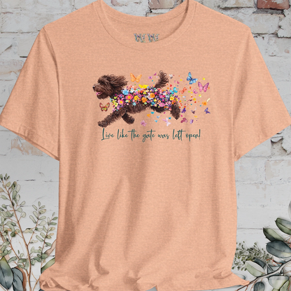Sheepadoodle #1 "Live like the gate was left open" T shirt