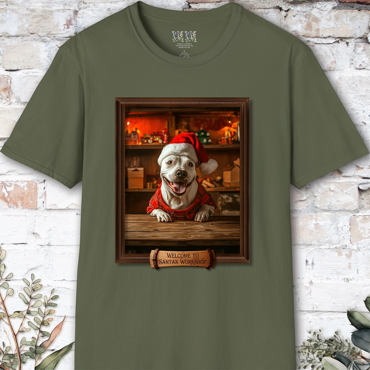 Bull Terrier Santa's Workshop Unisex T shirt