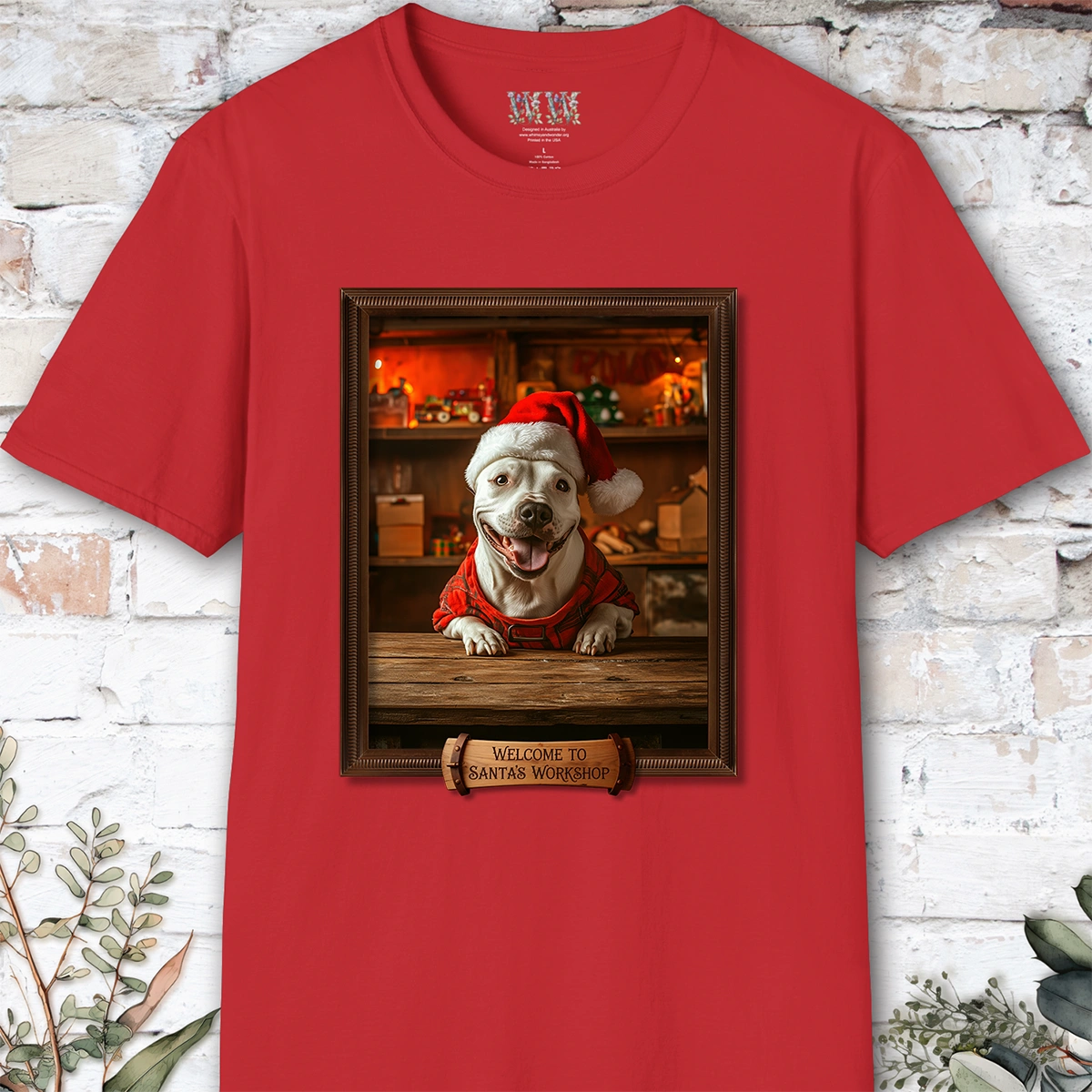 Bull Terrier Santa's Workshop Unisex T shirt