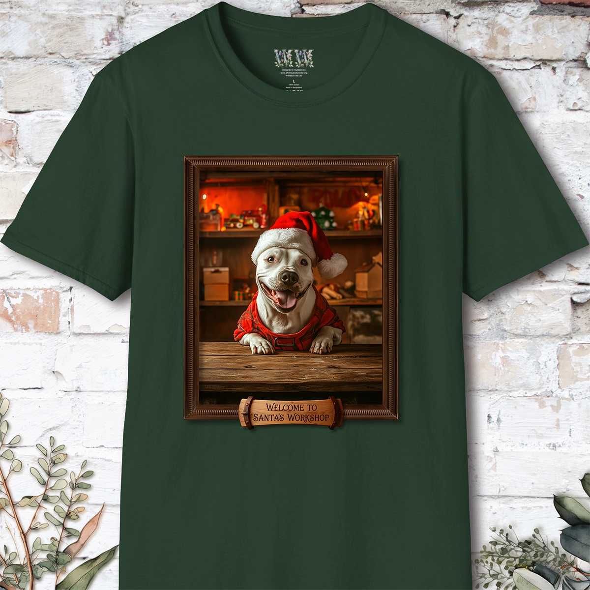Bull Terrier Santa's Workshop Unisex T shirt