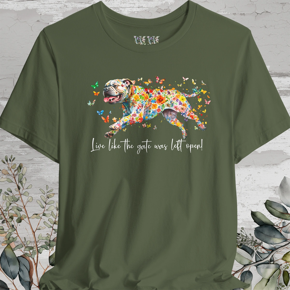 Bullmastiff #1 "Live like the gate was left open" Unisex T shirt