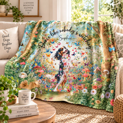 Cavalier King Charles Spaniel, Dancing, Personalised Mystical Forest Blanket