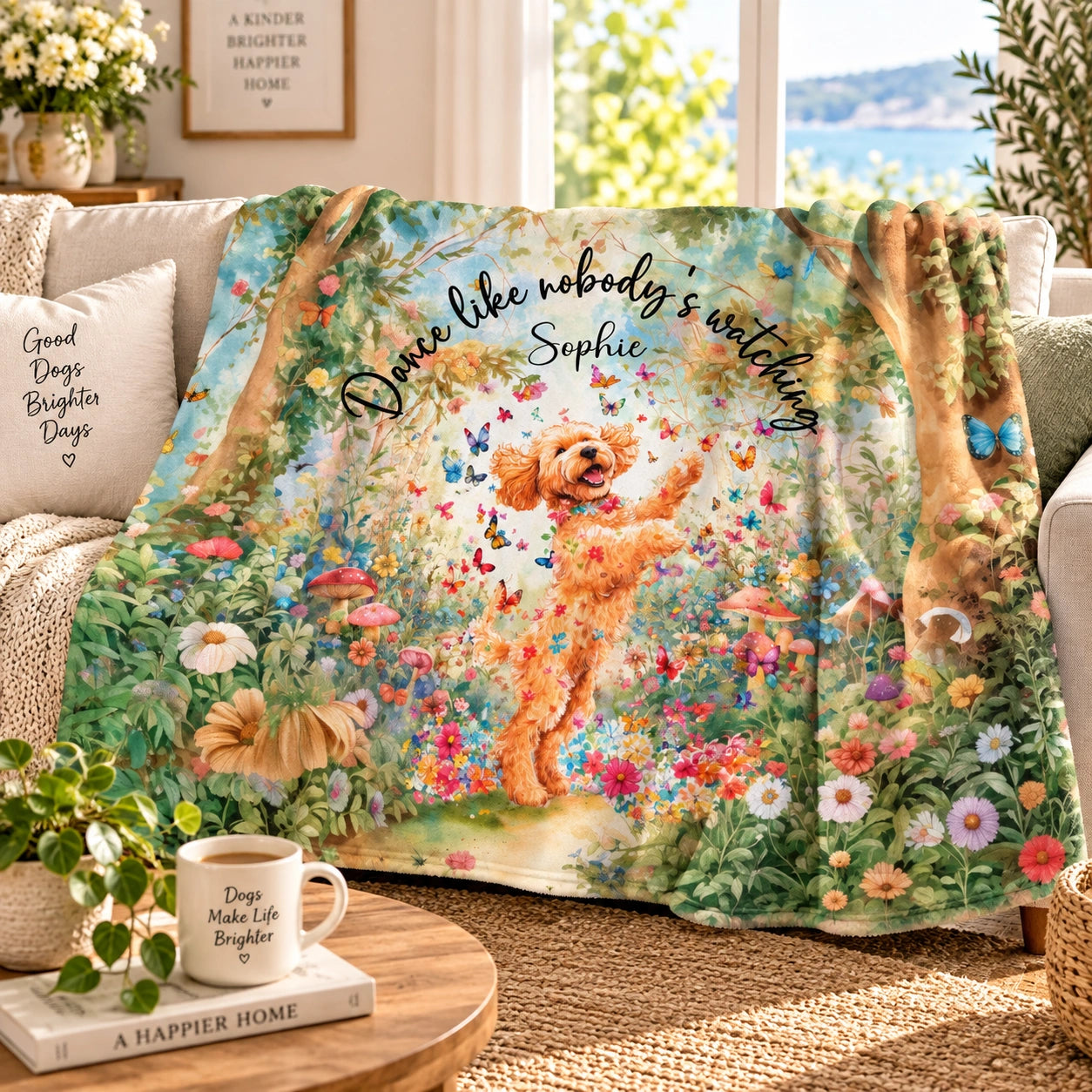 Cavapoo/Cavoodle #1 Dancing, Personalised Mystical Forest Blanket