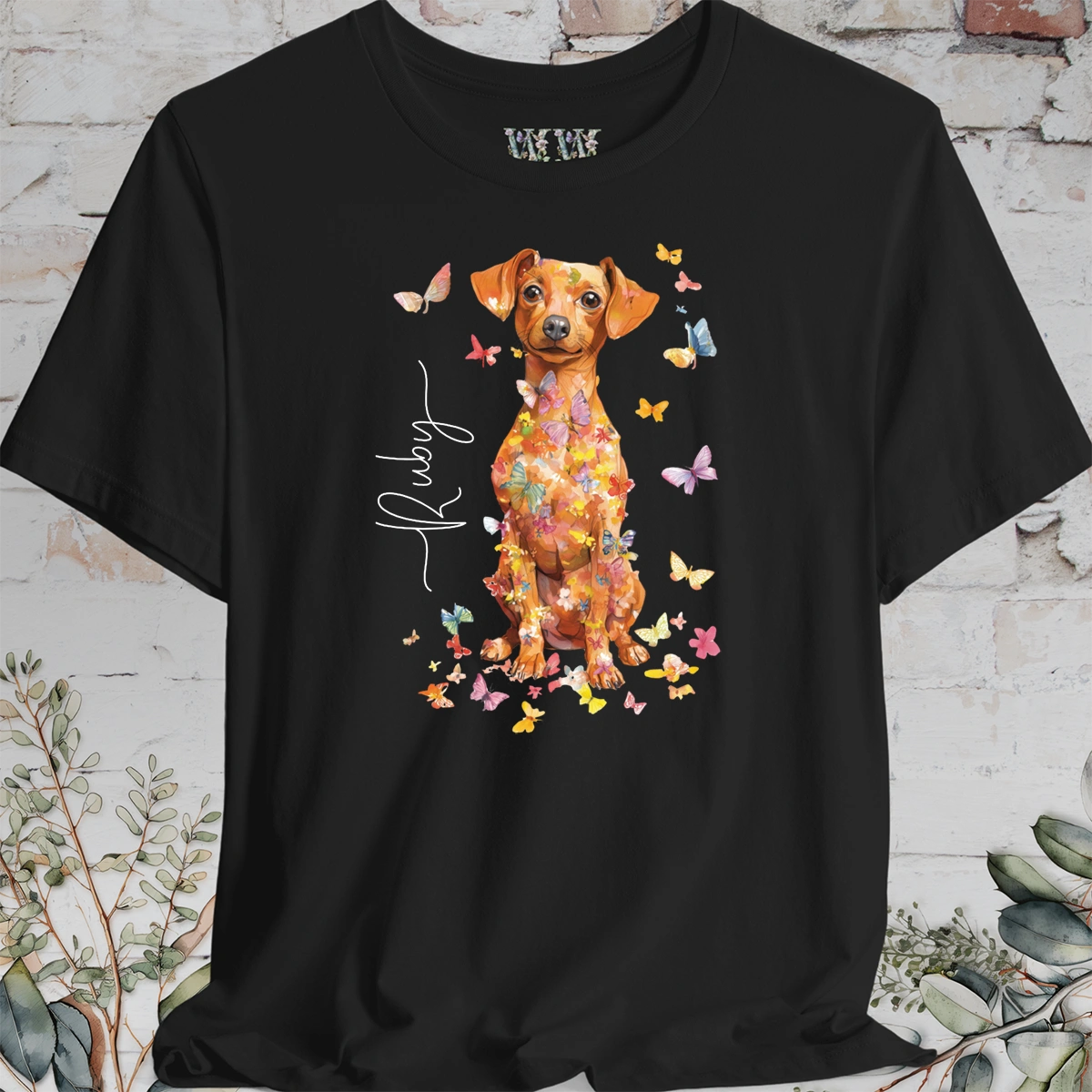 Chiweenie #2, Personalised Floral Butterfly T shirt