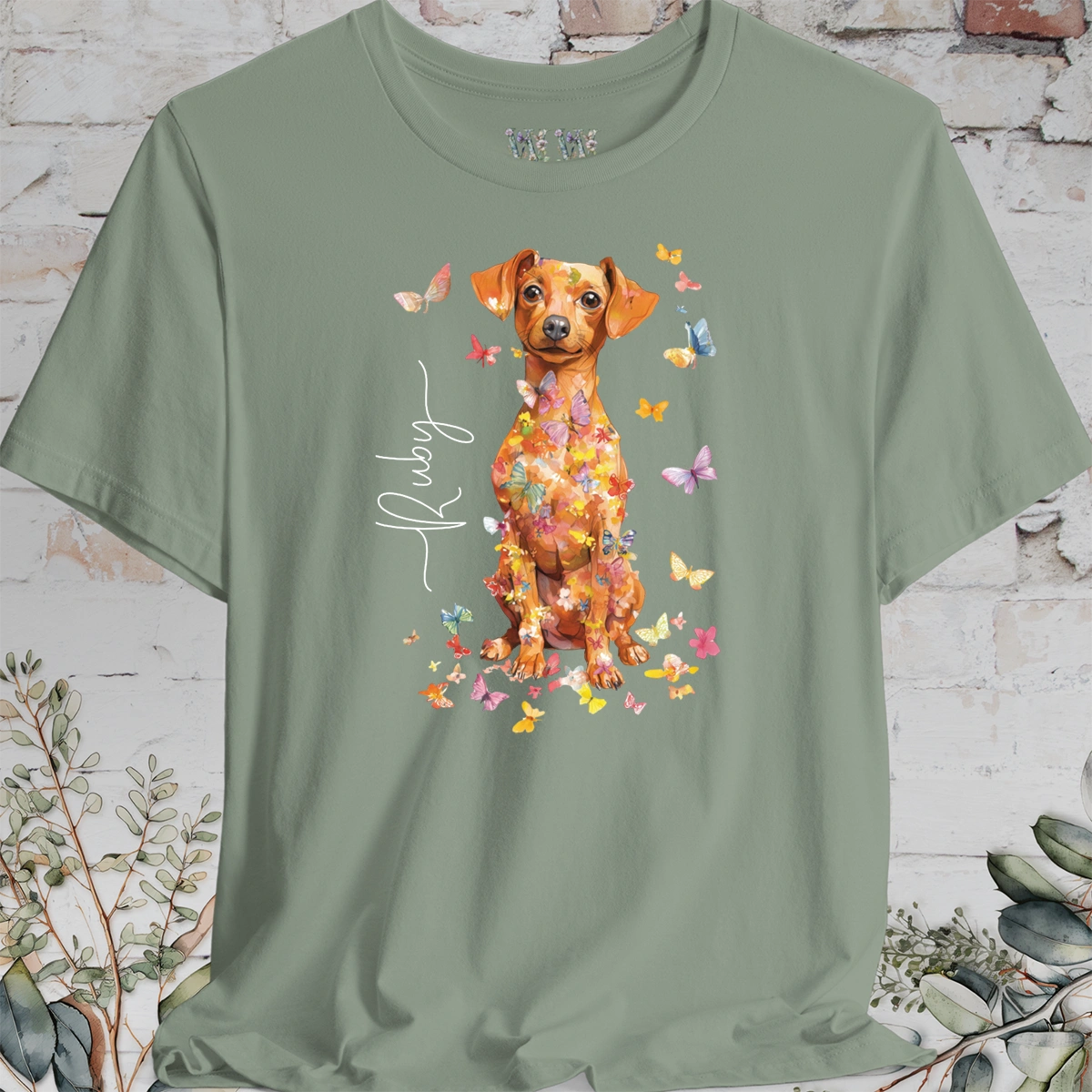 Chiweenie #2, Personalised Floral Butterfly T shirt