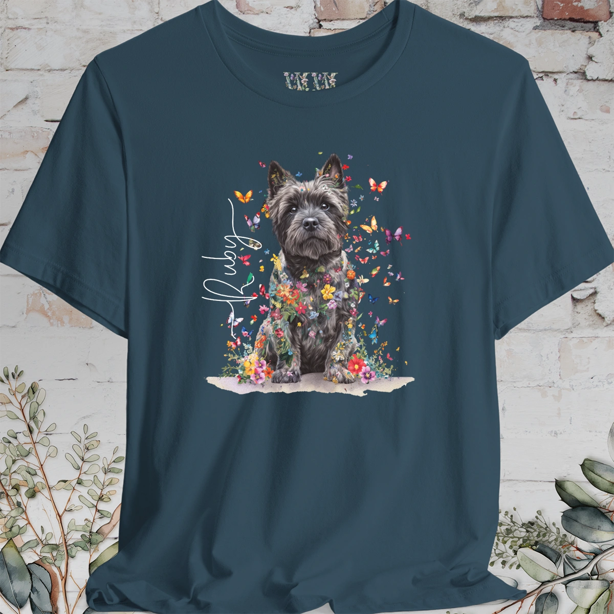 Cairn Terrier #1 Floral Butterfly personalized unisex T shirt